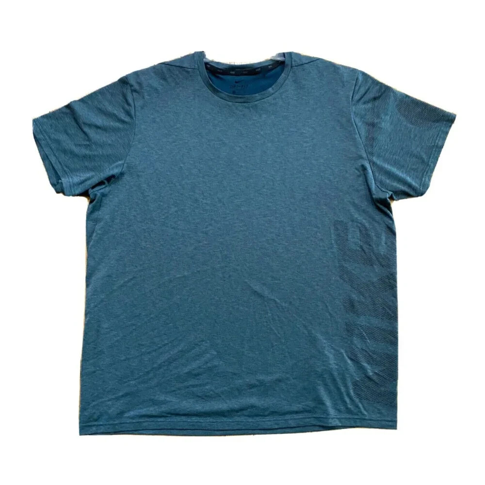 Nike Dri FIT Training Shirt Mens XXL Green Heathered Swoosh Athletic Gym Tee